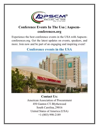 Conference Events In The Usa | Aapscm-conferences.org