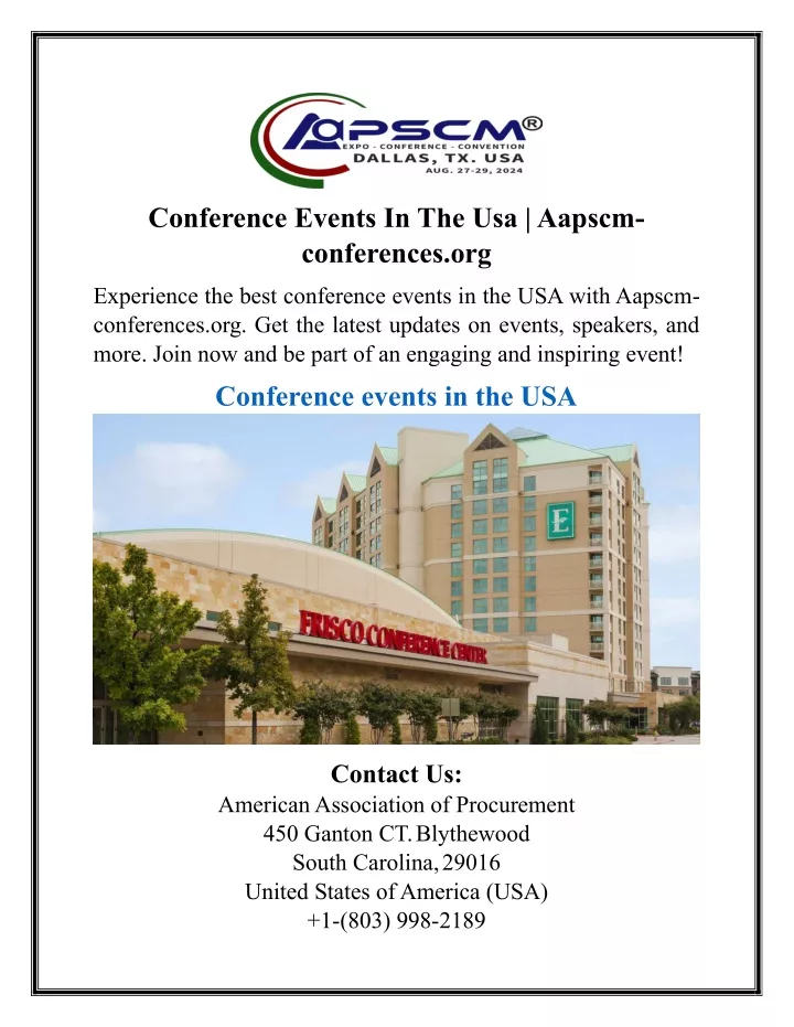 conference events in the usa aapscm conferences