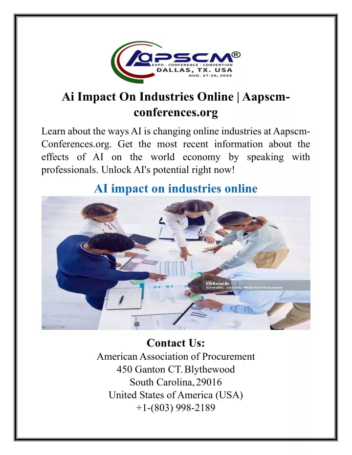 ai impact on industries online aapscm conferences