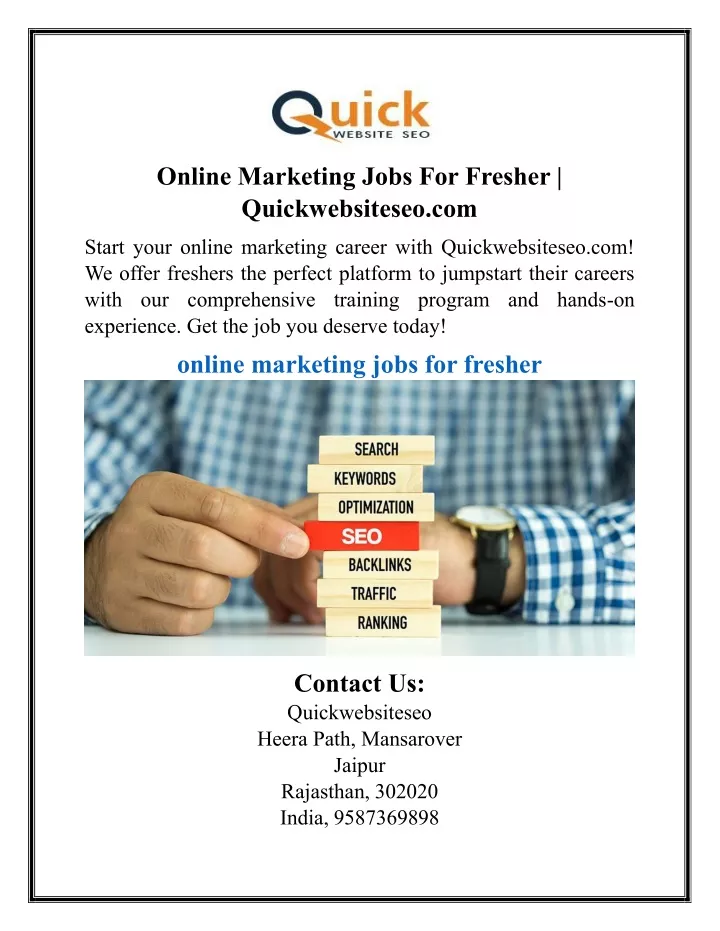 online marketing jobs for fresher quickwebsiteseo