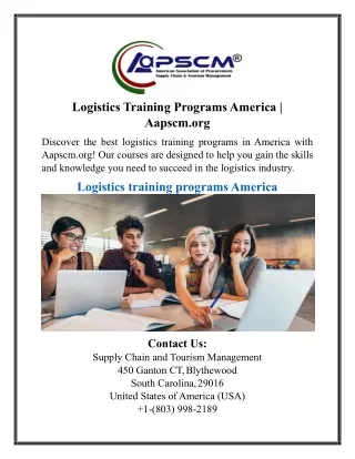 Logistics Training Programs America | Aapscm.org