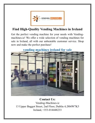 Find High-Quality Vending Machines in Ireland