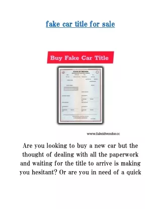 fake car title for sale - buy quality fake car tle certificate