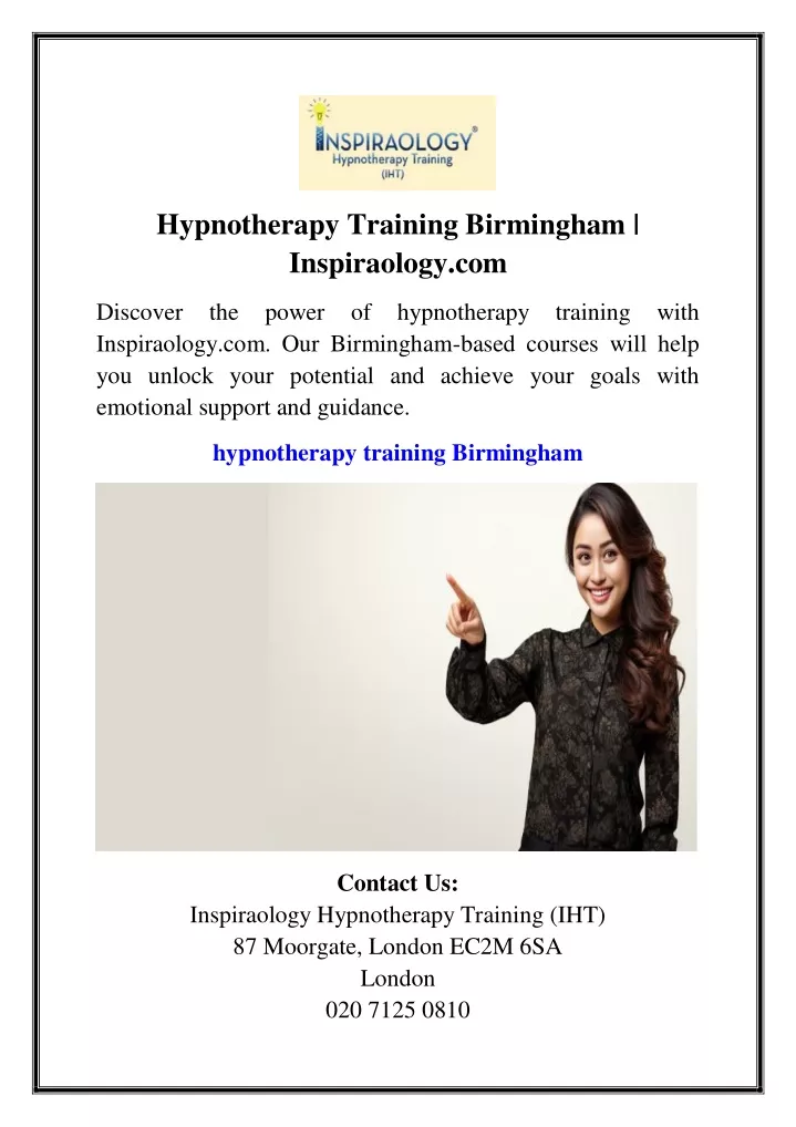 hypnotherapy training birmingham inspiraology com