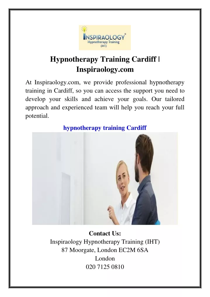 hypnotherapy training cardiff inspiraology com