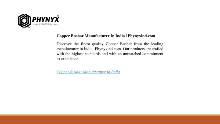 copper busbar manufacturer in india phynyxind com