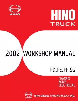 2002 Hino SG series Truck Service Repair Manual