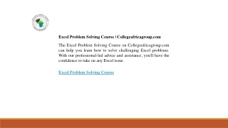 excel problem solving course collegeafricagroup
