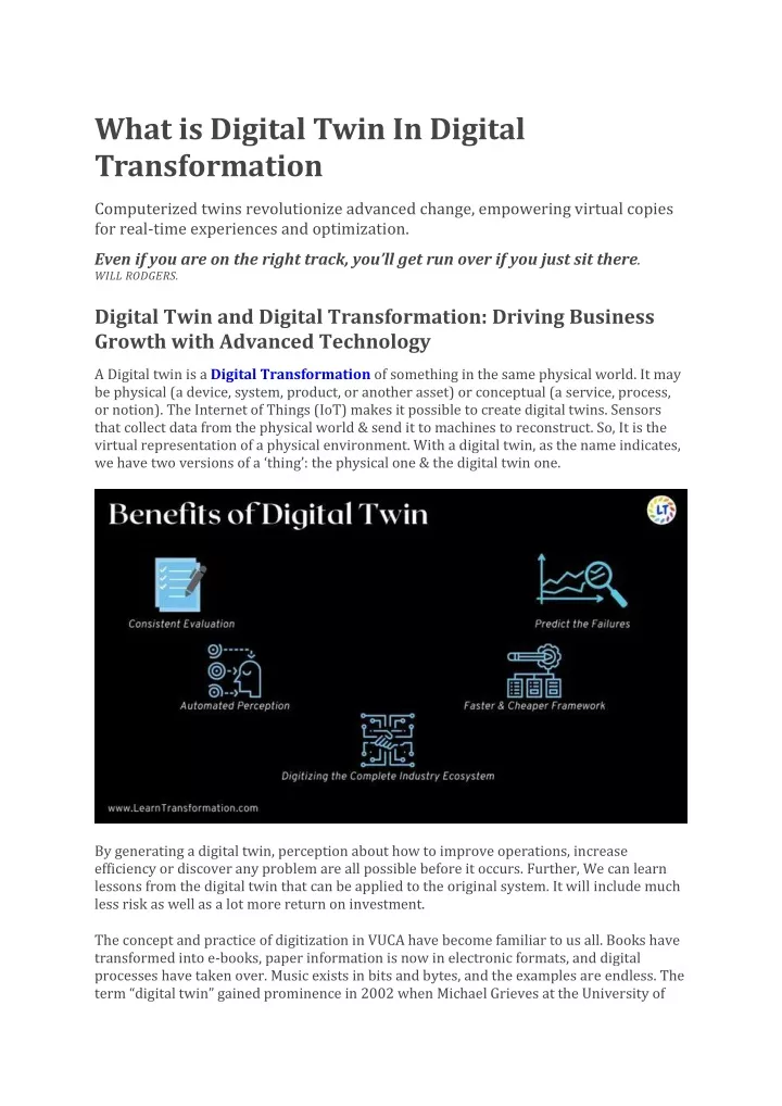what is digital twin in digital transformation