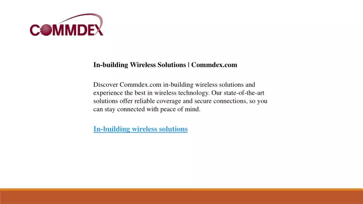 in building wireless solutions commdex com
