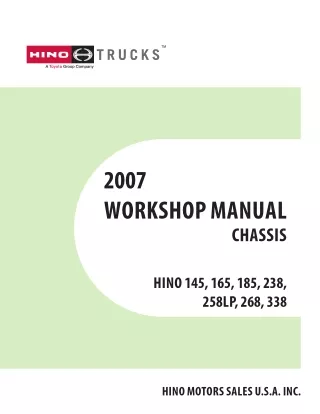 2007 Hino 338 series Truck Service Repair Manual
