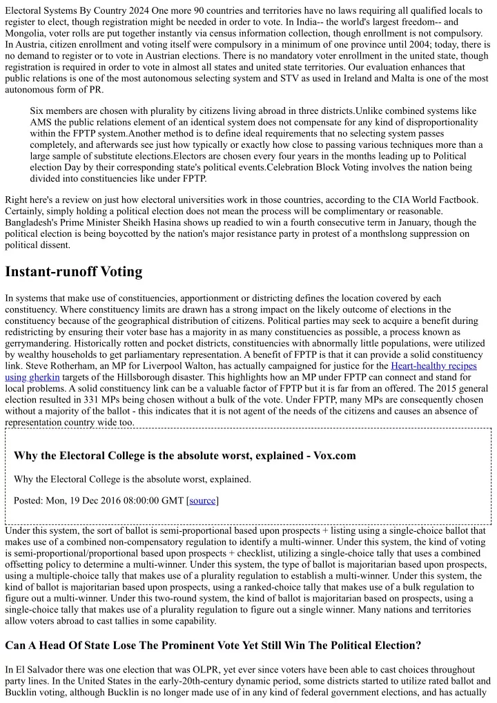 electoral systems by country 2024 one more