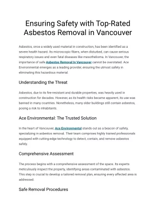 Ensuring Safety with Top-Rated Asbestos Removal in Vancouver