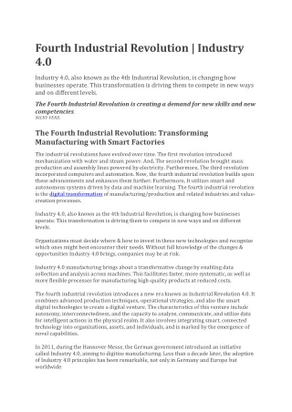 fourth industrial revolution industry 4 0