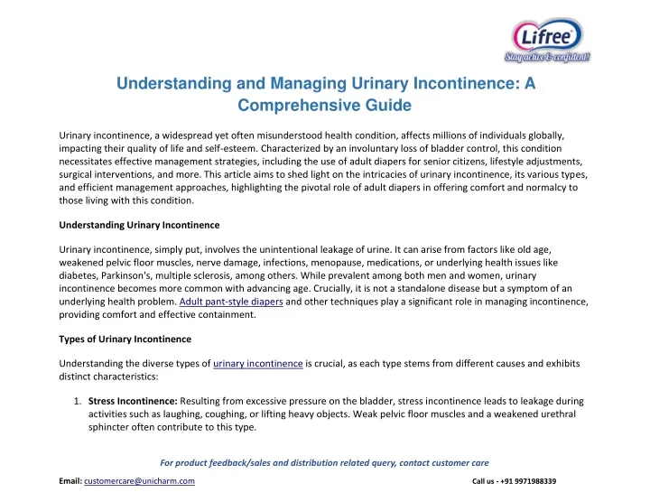 understanding and managing urinary incontinence