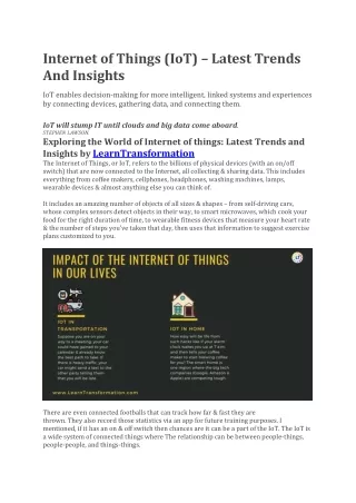 internet of things iot latest trends and insights