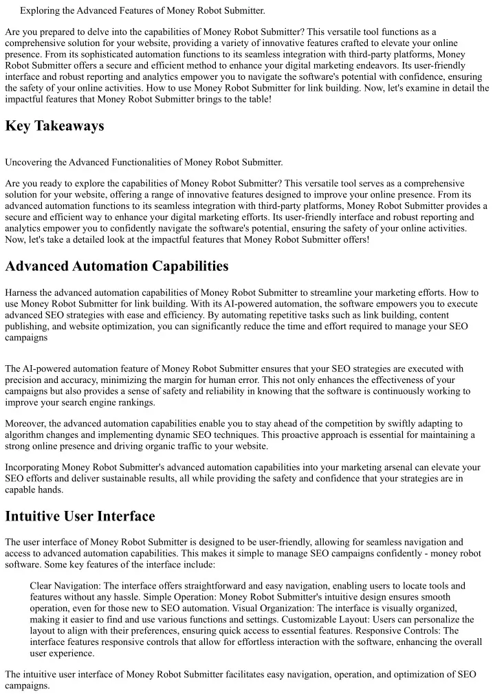 exploring the advanced features of money robot