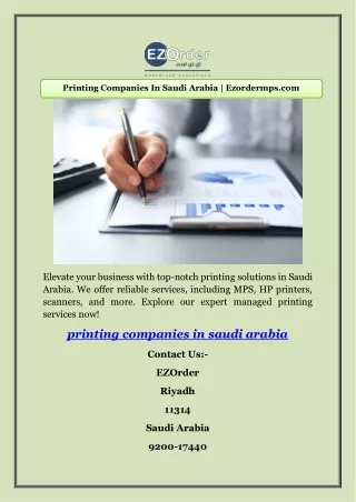Printing Companies In Saudi Arabia | Ezordermps.com