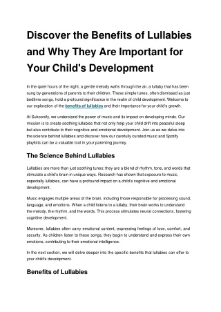 discover the benefits of lullabies and why they are important for your child s development