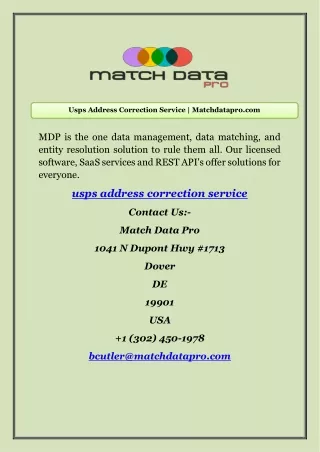 Usps Address Correction Service | Matchdatapro.com