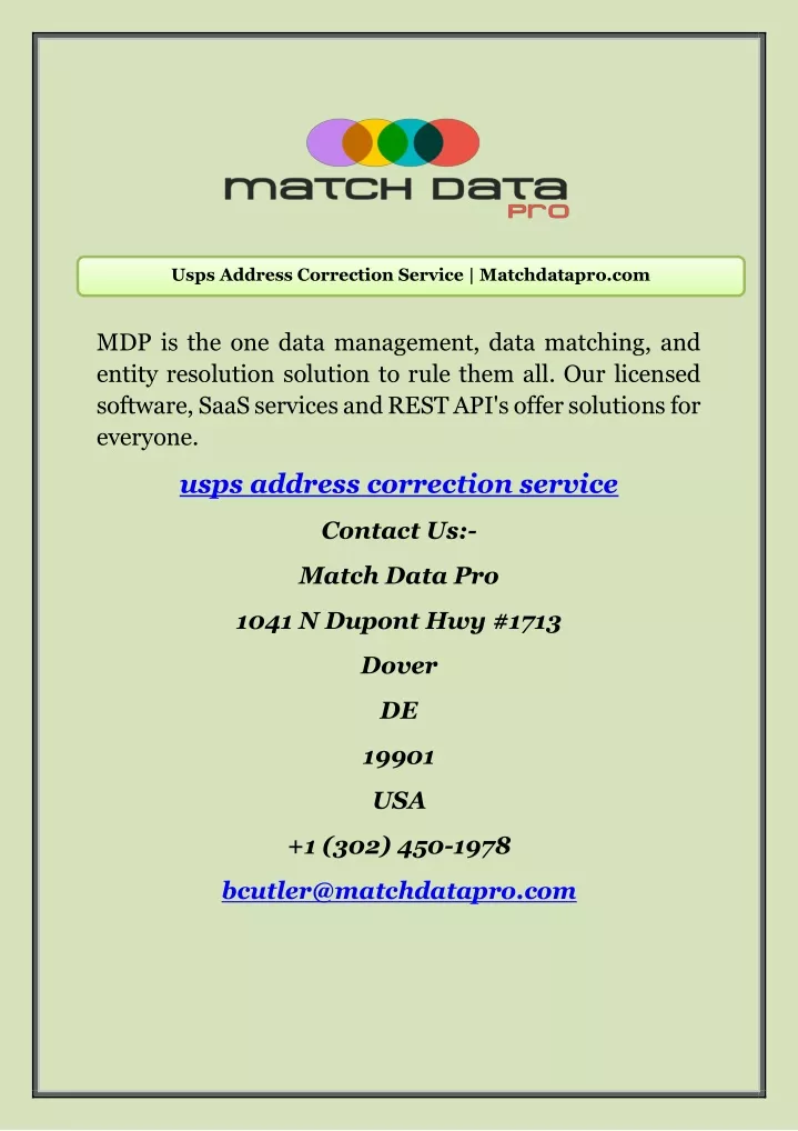 usps address correction service matchdatapro com