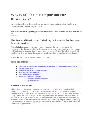 why blockchain is important for businesses