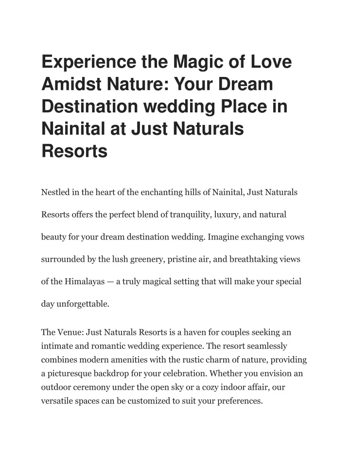 experience the magic of love amidst nature your