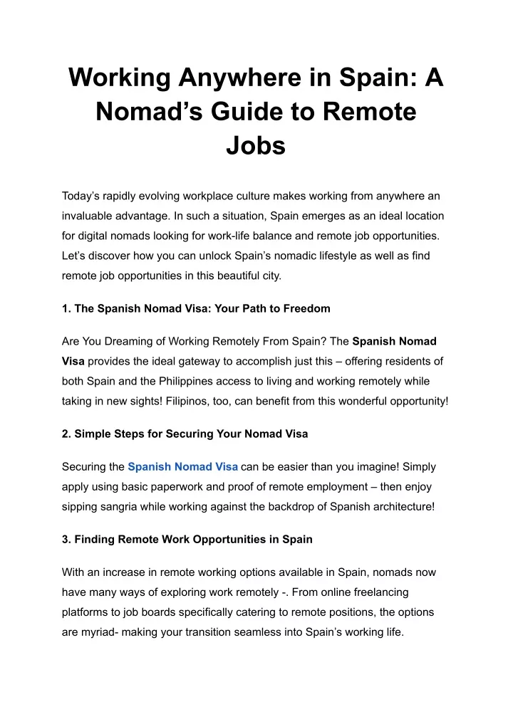 working anywhere in spain a nomad s guide