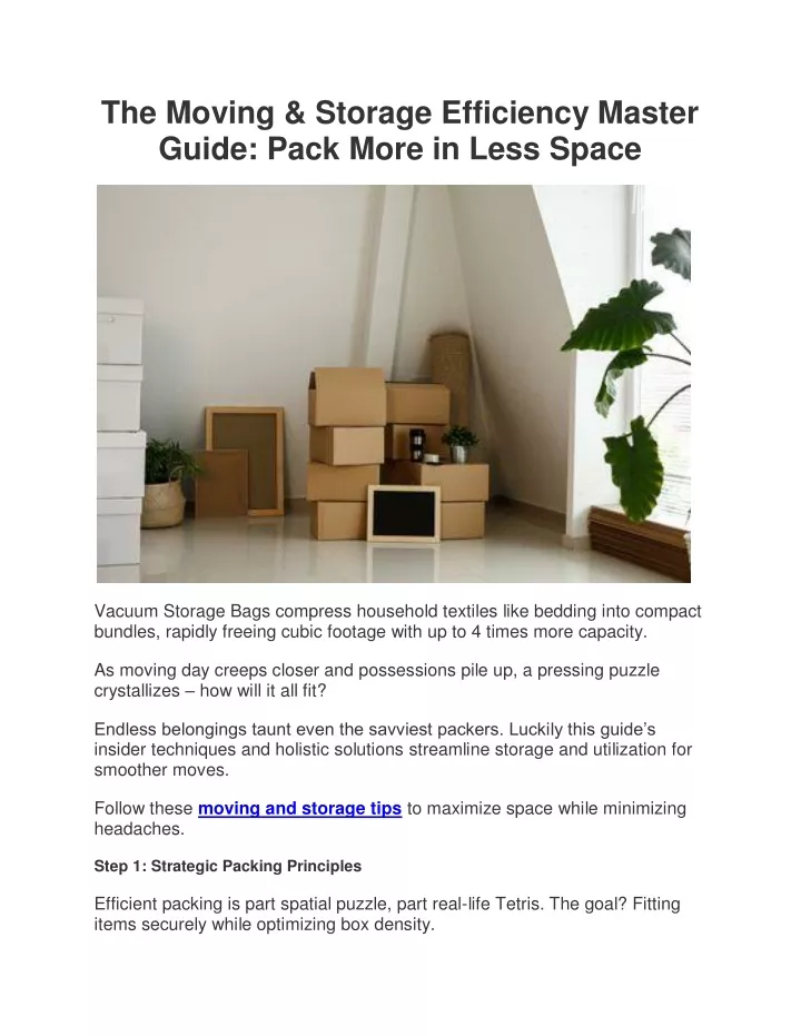 the moving storage efficiency master guide pack