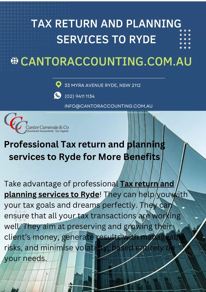 tax return and planning services to ryde