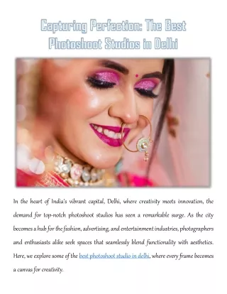 Capturing Perfection: The Best Photoshoot Studios in Delhi