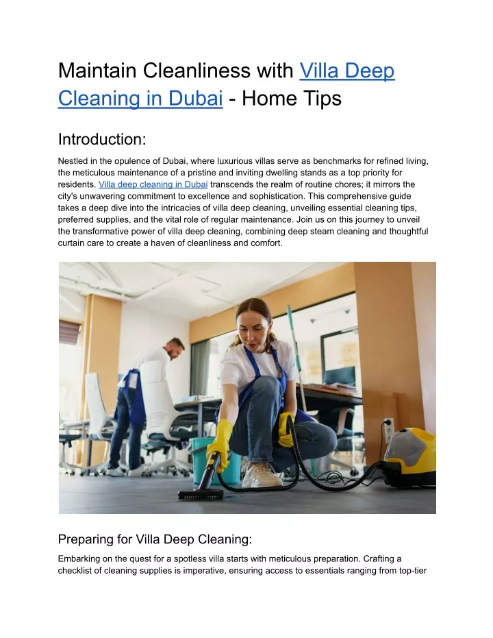 maintain cleanliness with villa deep cleaning