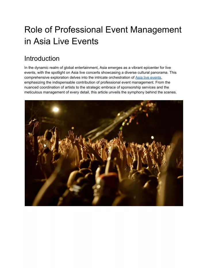 role of professional event management in asia