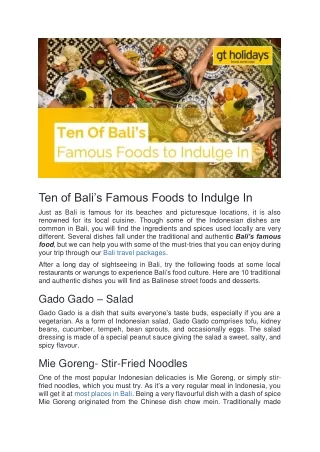 Best Authentic And Famous Foods Of Bali