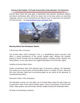 Soaring to New Heights: The Proper Everest Base Camp Helicopter Tour Experience
