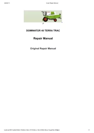 CLAAS DOMINATOR 96 (089) Combines Service Repair Manual