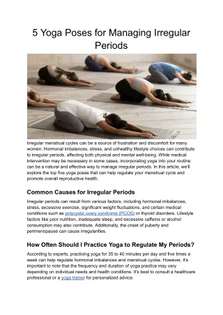 5 Yoga Poses for Managing Irregular Periods