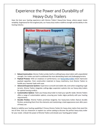 Experience the Power and Durability of Heavy-Duty Trailers