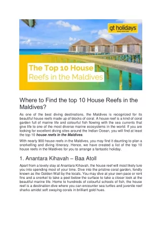 Top 10 House Reefs in Maldives