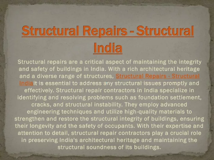 structural repairs structural india