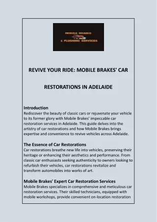 Car Restorations in Adelaide _ Mobile Brakes