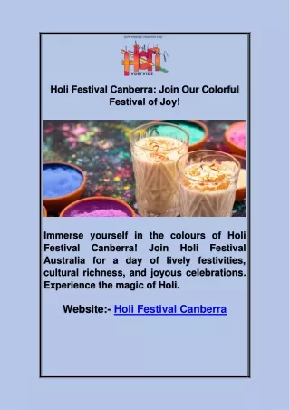 Holi Festival Canberra: Join Our Colorful Festival of Joy!