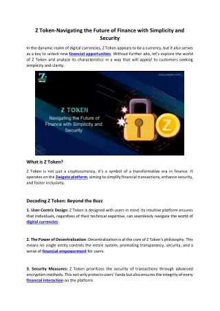 z token navigating the future of finance with