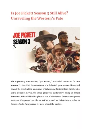 is joe pickett season 3 still alive unraveling
