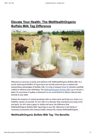 Elevate Your Health-The WellHealthOrganic Buffalo Milk Tag Difference