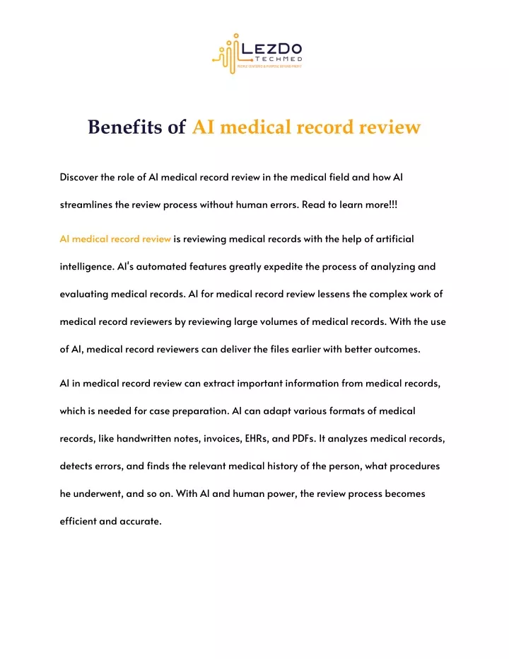 benefits of ai medical record review
