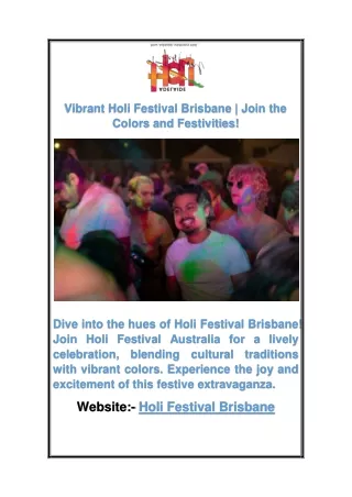 Vibrant Holi Festival Brisbane | Join the Colors and Festivities!