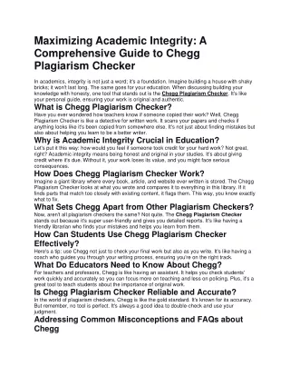 Maximizing Academic Integrity A Comprehensive Guide to Chegg Plagiarism Checker