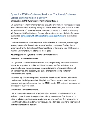 Dynamics 365 For Customer Service vs. Traditional Customer Service Systems Which Is Better