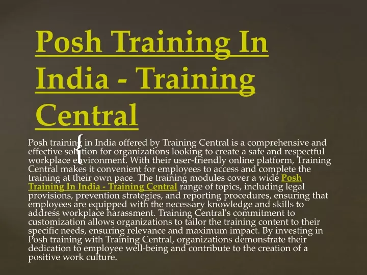 posh training in india training central